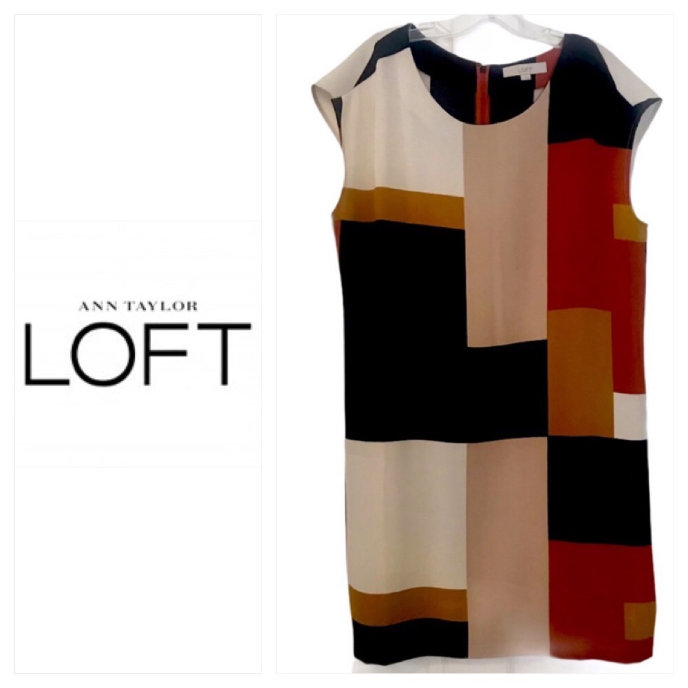 LOFT COLOR BLOCK SHIFT DRESS